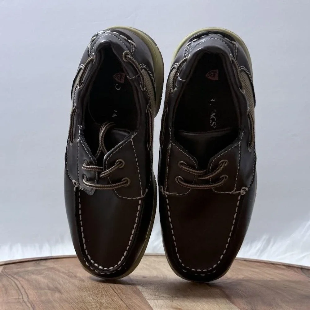 Deer Stags Jay Boat Shoes Boys kids 1.5 Brown Excellent Nautical Mesh Casual